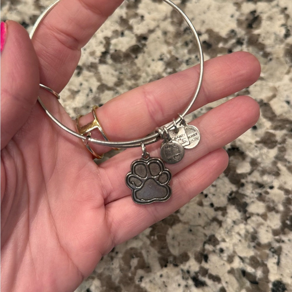 Alex and Ani Silver Paw Print Bangle